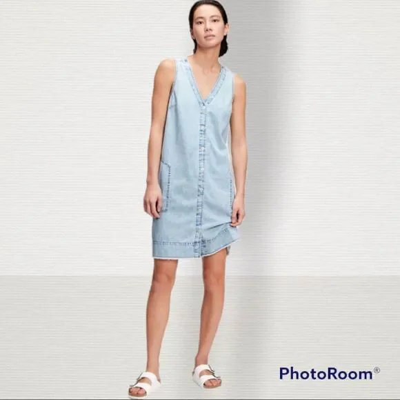chinese dress ladies Milumia Women's A-Line Sleeveless Crew Neck Denim Dress Loose Casual Mini Jean  Dresses Blue XX-Small at Amazon Women's Clothing store main image 0